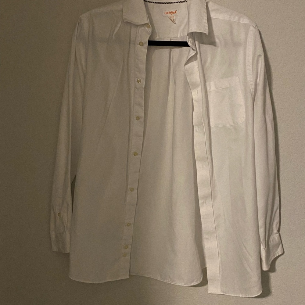 White Button Shirt - Chevron Textured Pattern (Boys: XL/16)